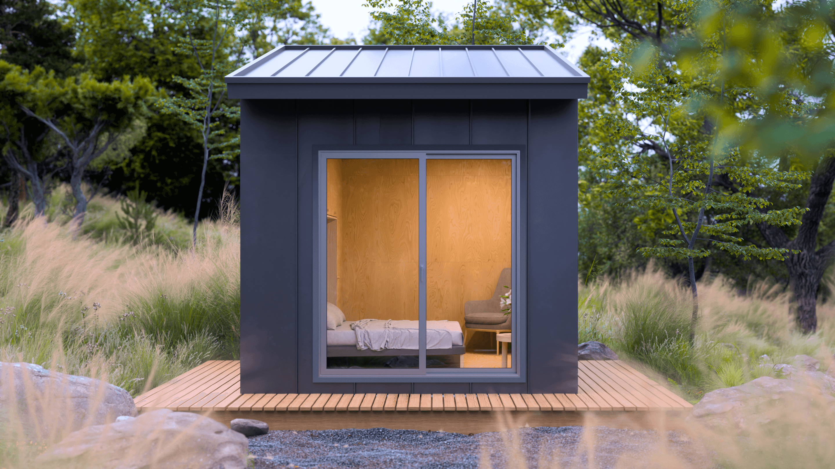 Type Five Pod bedroom configuration featuring permit-friendly design under 120 square feet with streamlined approval process